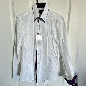 NWT Zara Men's White Dress Shirt with details M